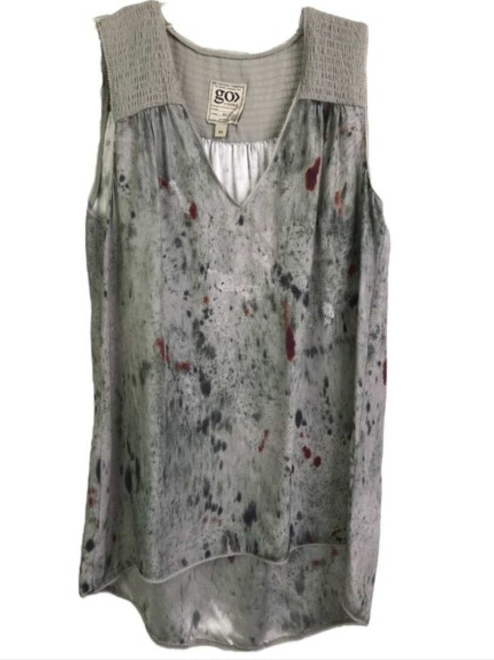 Go by GO SILK - V Neck Silk Blouse Tank Top